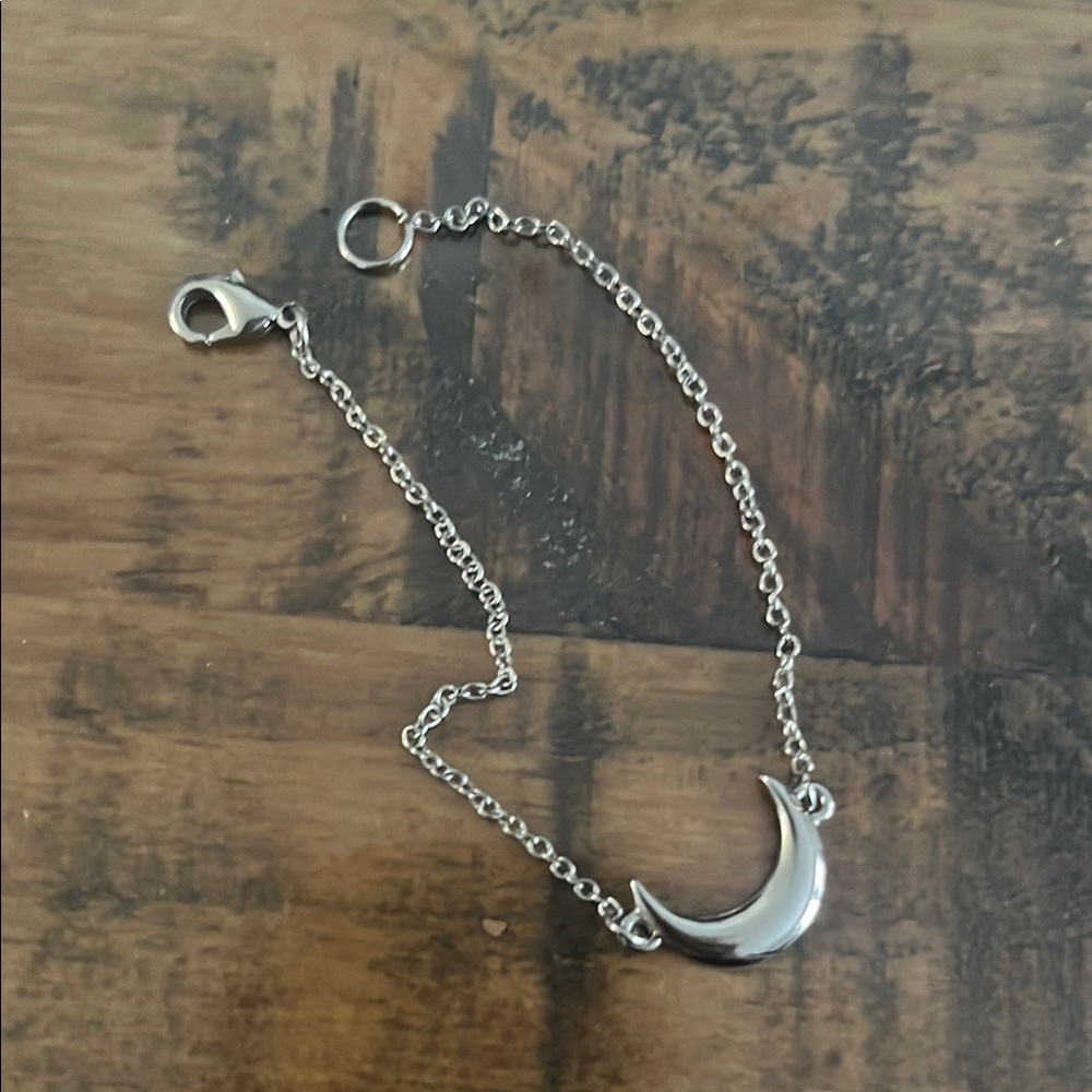 Silver Toned Crescent Moon Bracelet